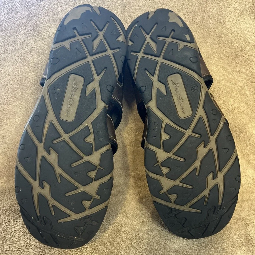 Eddie Bauer Meridian Brown/ Black Faux Leather Sandal Size Men's 10 M‎